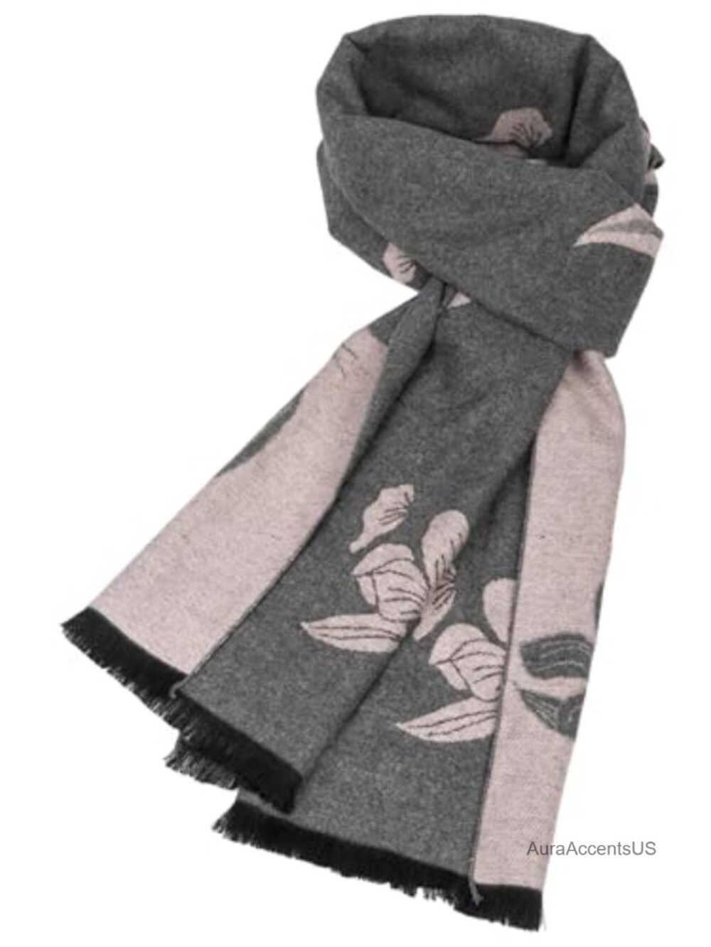 Women's Winter Scarf Shawl Wrap Fleece Flower Blanket 71" Long